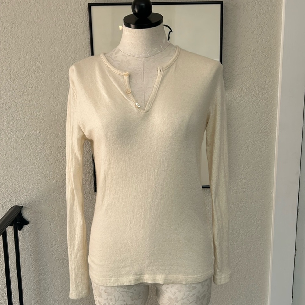 The Elder Statesman Cashmere Silk Blend Henley Sweater